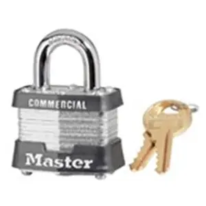 Master Lock 3KALF3210 1.5 In. 4 Pin Tumbler Steel Padlock, Door Lock, Anti Theft Lockable, Security Lock