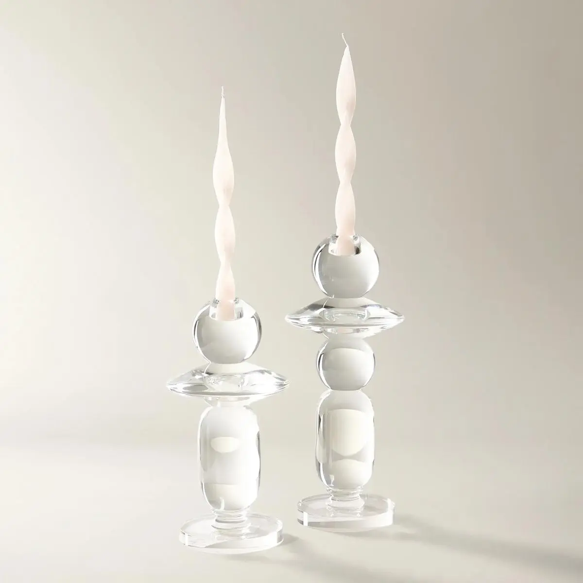 Z Gallerie Pela Large Taper Candle Holder - Luminous Crystal Glass Candle Stand, Minimalist Home Room Decor, Shelf & Tabletop Accessory, Available in 2 Sizes