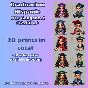 G22 Hispanic Graduation DTF Gangsheet for playera/shirts