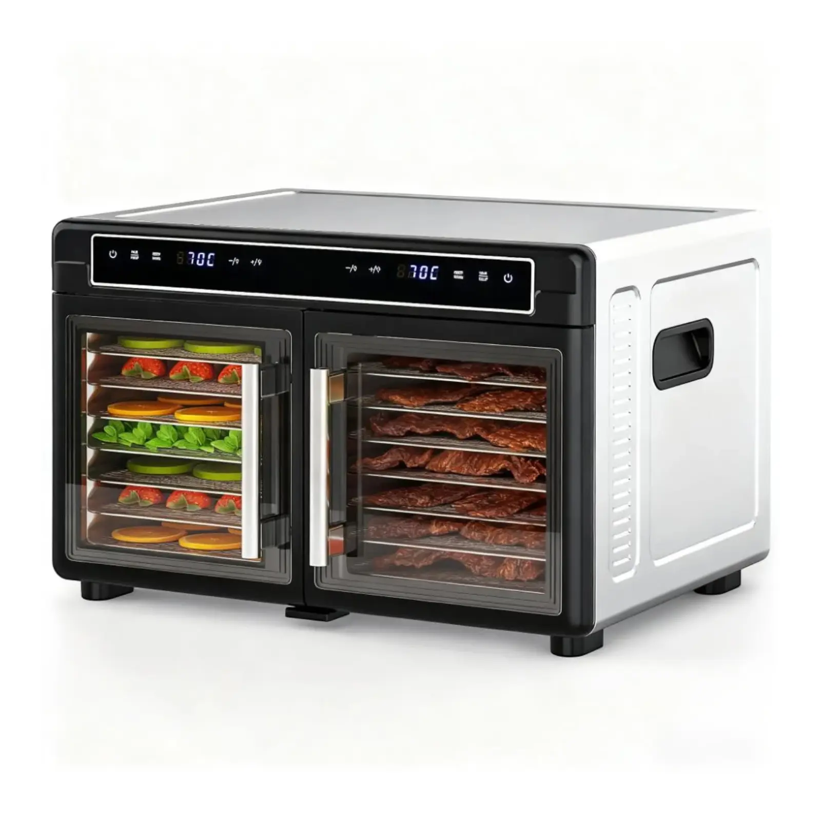 Dual-Zone Food Dehydrator with 16 Stainless Steel Trays, 1200W Power, Auto Keep-Warm & Independent Control, 95℉~176℉ Dehydrated Dryer for Jerky, Dog Treats, Herbs, Meat, Fruit, and Yogurt summerwins