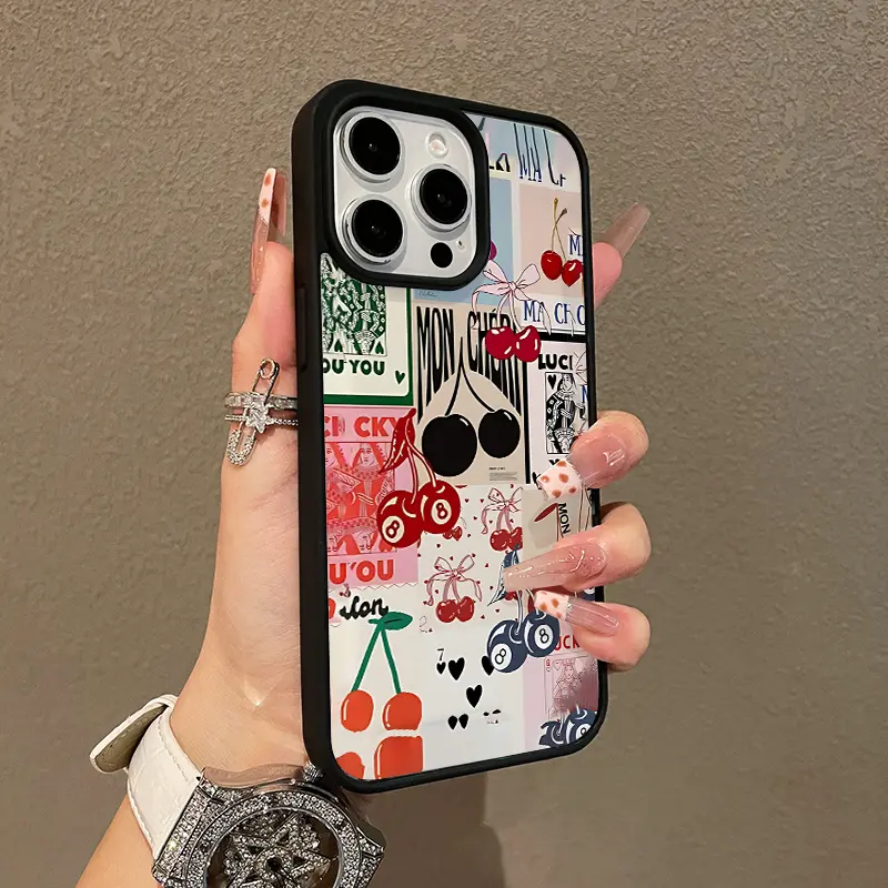 Adorable Magnetic Case for iPhone11/12/13/14/15/16/17/promax Cherry Collage Art MagSafe Compatible, Lightweight, Anti-Fall | Girly & Chic Style