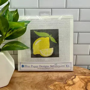 Lemons on a black background Needlepoint Kit