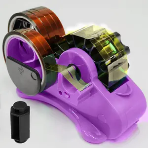 Purple Heat Tape Dispenser Sublimation - Multiple Roll Cut Heat Tape Dispenser 1" & 3" Core Double Reel Cores Sublimation for Heat Transfer Tape, Semi-Automatic Tape Dispenser with Compartment Slots