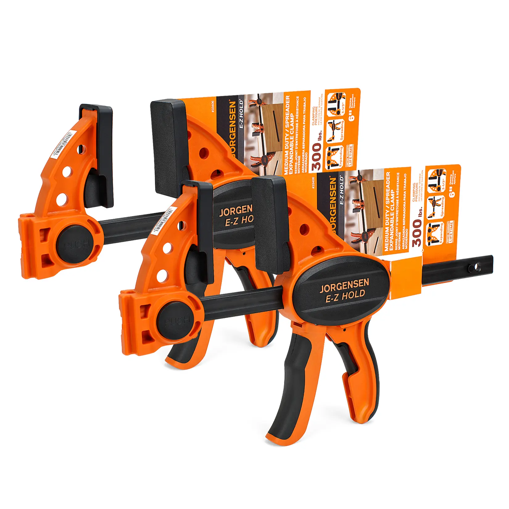 #summersale Jorgensen 6" One Hand Clamp/Spreader, 300 Lbs Clamping Force, E-Z Hold Bar Clamps Set, Medium Duty, 2-pack
