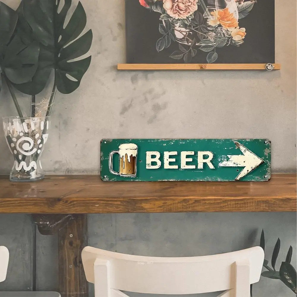 Metal Tin Plate Beer Ale Street Sign For Home Bar Garage Wall Decoration Bar Signs For Home Bar 4x16 Inches Vintage Metal Sign Wall Metal Plaque