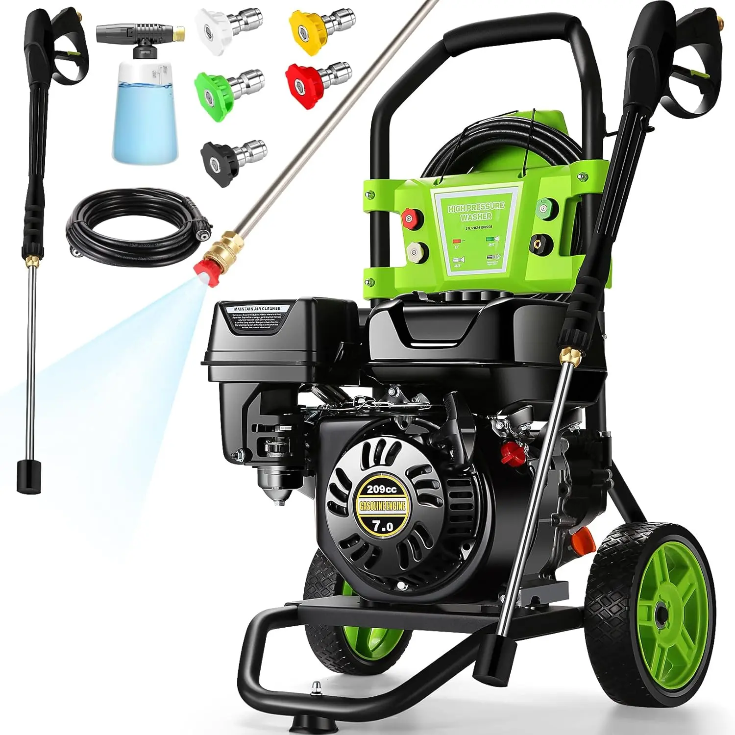 OppsDecor Portable Pressure Washer, 4200PSI 4.0GPM Gas Power Washer with 209CC Engine, Commercial High-Pressure Cleaning Machine, 25ft Hose & 5 Nozzles for Patio, Vehicle, pressure washer