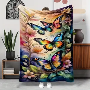 Vintage Butterfly Flannel Throw Blanket - Soft, Lightweight & Tear-Resistant |   Perfect for Naps, Sofa, Camping & Travel |   Allergy-Friendly Gift for Friends & Family