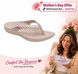 Aetrex Vicki Braided Thong Sandal - Light Pink Gloss | Arch Support Sandals for Foot Pain Relief & All-Day Comfort | Lightweight Walking Flip Flops