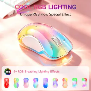 HALOKIN RGB Wireless Mouse,Back to school must-have! Transform your dorm room or study desk with this stylish LED wireless mouse. Aesthetic computer accessories for college students, girls, gamers, and anyone who wants a colorful desk setup upgrade.