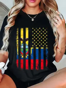 100% Cotton Ecuadorian Roots Ecuador American Flag Tee Apparel Ecuadorian American Flag Ecuadorian Roots Ecuador America T-Shirt