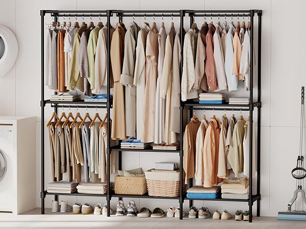 Wardrobe Closet,Portable Clothes Racks for Hanging Clothes, Free Standing Closet with 6 Tier Shelves, Closet Organizers and Storage Rack for Cloakroom, Bedroom, 80.7 x 15.6 x 77 Inches Wardrobe Closet,Portable Clothes Racks for Hanging Clothes, Free Standing Closet with 6 Tier Shelves, Closet Organizers and Storage Rack for Cloakroom, Bedroom, 80.7 x 15.6 x 77 Inches