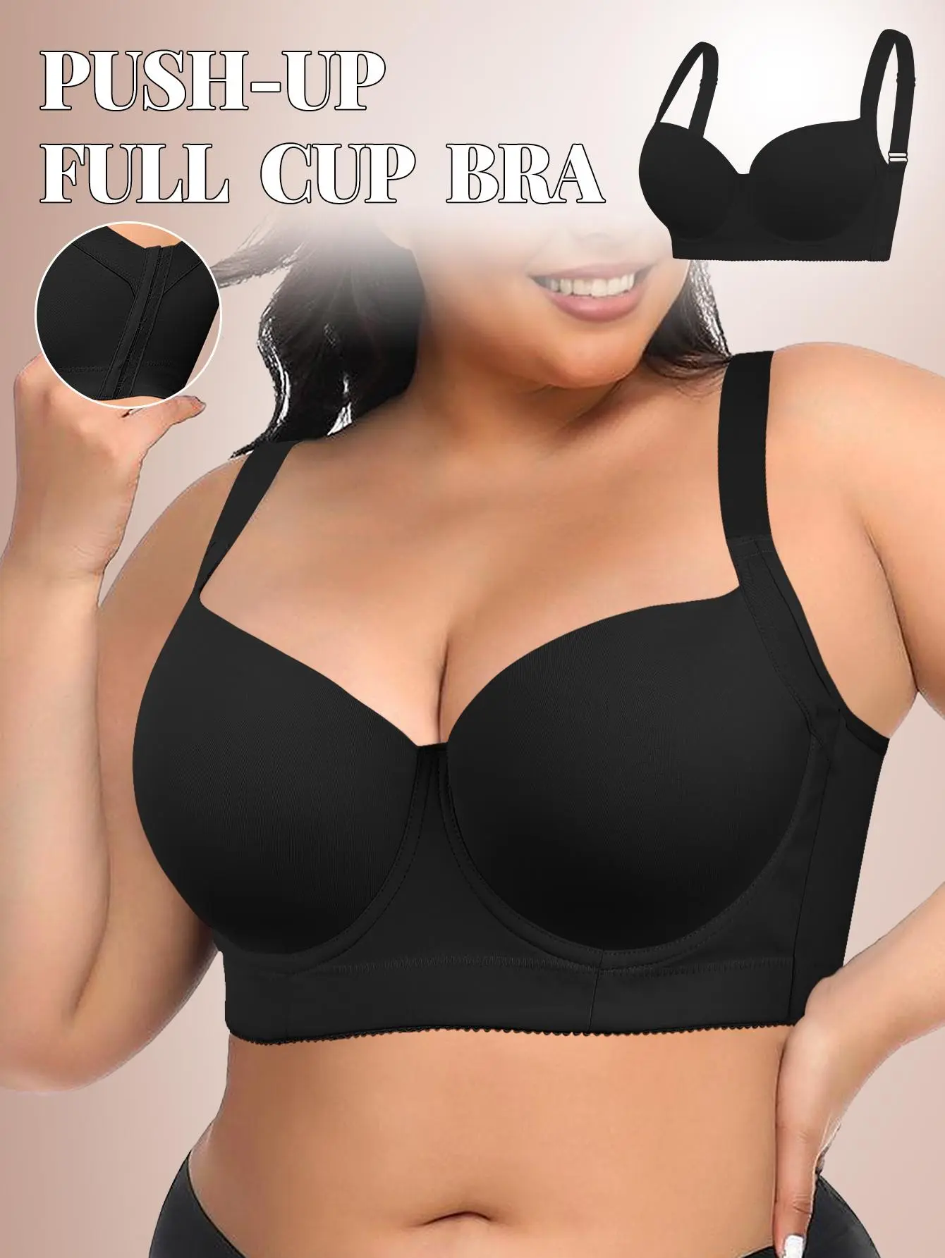 Plus-Size Women's Sexy Shiny Seamless Lace Lingerie Bra - Ecomilky Adjustable Push-Up Bra with Wide Straps, Anti-Droop Design, Comfortable Skin-Friendly Polyester Fabric, Elegant Everyday Style for Summer Dresses, Graduation Attire, Bras For Women, Push U