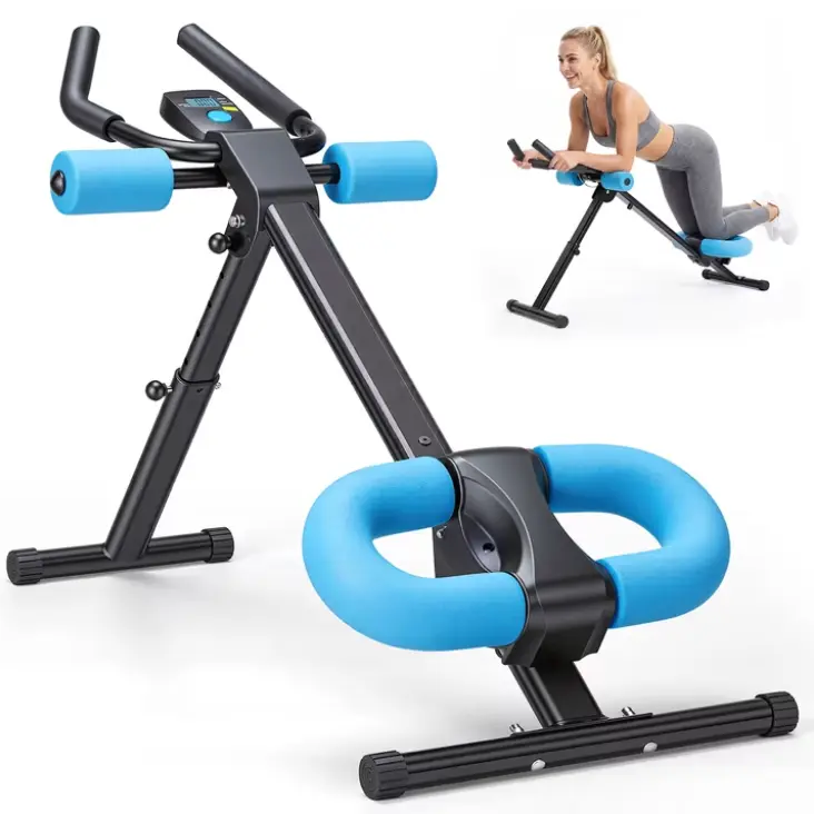 EDX Ab Machine for Home Gym, Adjustable Ab Workout Equipment with LCD Display, Foldable Core Trainer, 440 lbs Capacity, Pink