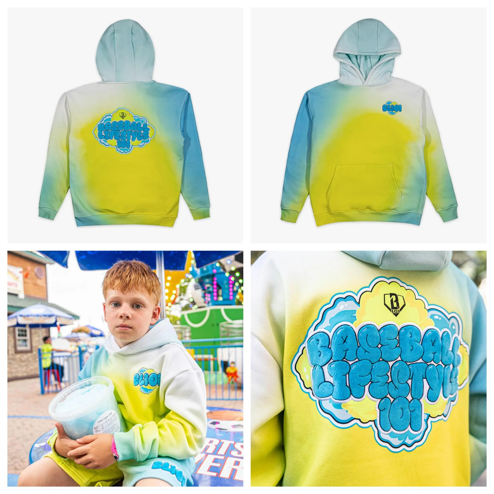 Baseball Lifestyle 101 -  Cotton Candy Set - Blueberry Lemonade vibes - Casual Hoodie and Sweetshorts | Youth & Adult Sizes