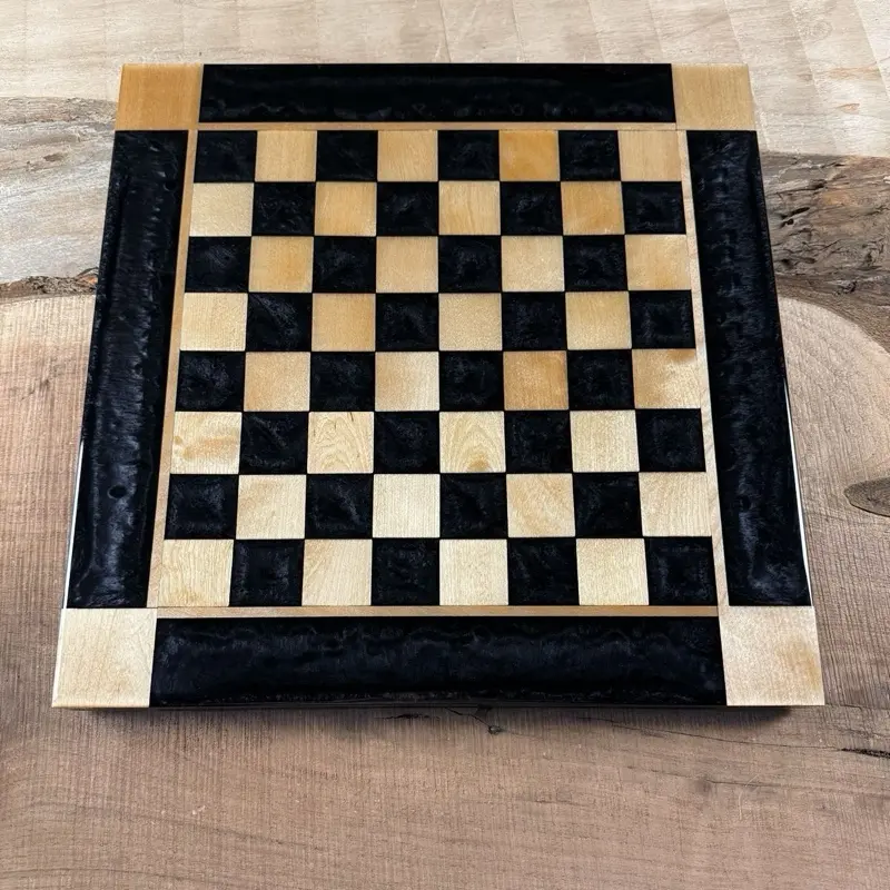 Black Onyx Maple Wood Chess Board (INCLUDES PIECES)