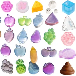 10 Pcs Mini Squeeze Toys - Squishy Fidget Toys with Simulated Cat Paw / Mini Fish / Steamed Buns / Ice Cubes / Fruits, Surprise Gift for Christmas Halloween Birthday Party