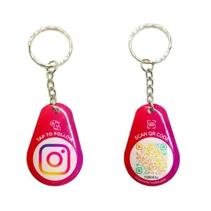 Social Media NFC Keychain (1 pack) with QR Code for Instagram – Tap or Scan to Follow Us on Instagram Sign - No App or Fees - Easy Setup - Compatible with All Smartphones