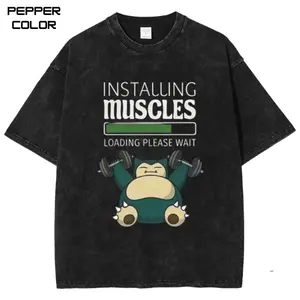 Snorlax Gym Graphic T-Shirt, PKM Shirt, Funny Anime Fitness Tee, Anime Merch, Stylish Crew Neck Short Sleeve T-Shirt, Unisex Streetwear for Men Women, Gift Anime fans