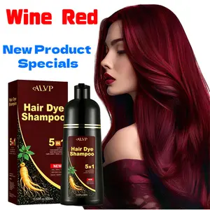 ALVP 2026 Shampoo 5 In 1 Herbal Wine Red ColorShampoo For Women & Men Covers 100% Grays LongLasting Nourishes Scalp Ginseng Haircare