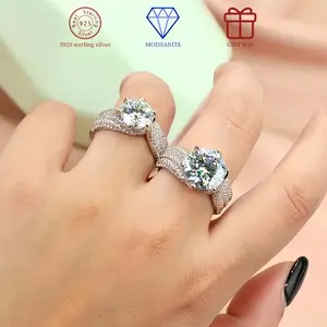 1 piece of precision plated 925 sterling silver 9g weight 3ct/5ct high-quality luxury moissanite women's fashion ring, suitable for engagement, marriage, confession gifts, fashion accessories for friends and lovers