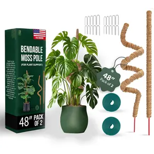 Bendable Moss Pole 48 Inch for Monstera & Climbing  - Pack of 2 Coco Coir Moss Poles for Indoor  Support, Trellis Pole for Pothos, Philodendron, Tall  Stakes for  Gardeners