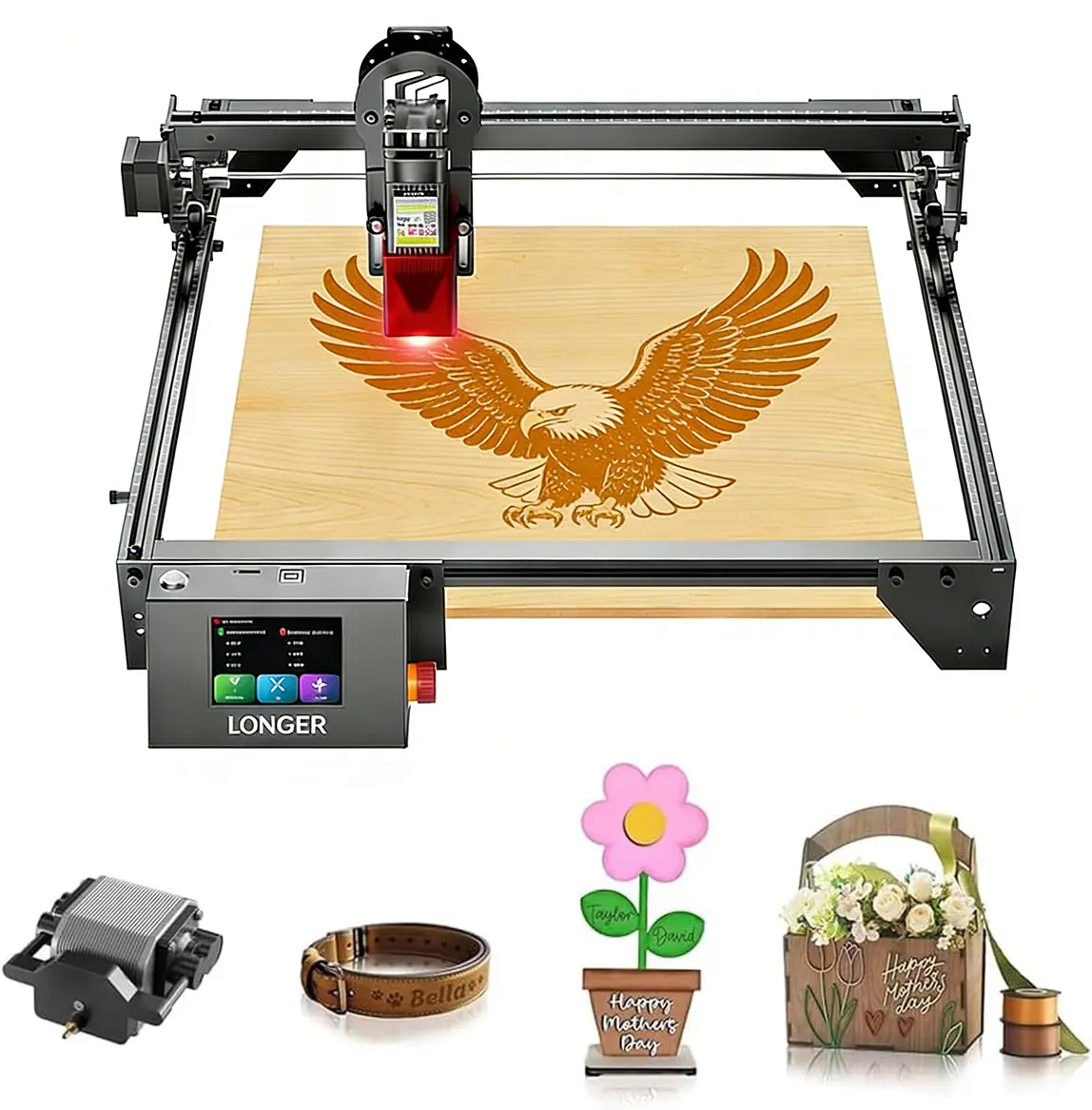 Longer New Upgrade RAY5 10W Laser Engraver with Air Pump,10000mW Output 32-bit Motherboard, App Offline Control, DIY Engraver Tool for Metal/Glass/Wood,Engraving Speed of 24,000 mm/min