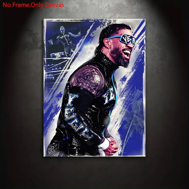 1 Piece/Set Frameless Canvas Painting Print Poster, Canvas Prints, Street Halftone Art, Jey Uso YEET. A perfect gift for wrestling enthusiasts, ideal for bedroom, living room, kitchen, wall decor, Artwork For Walls, Unframed Wall Art