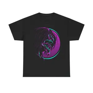 Cyberpunk Shirt Skull, Neon Digital Illustration, T-Shirt For Men Women, Tee