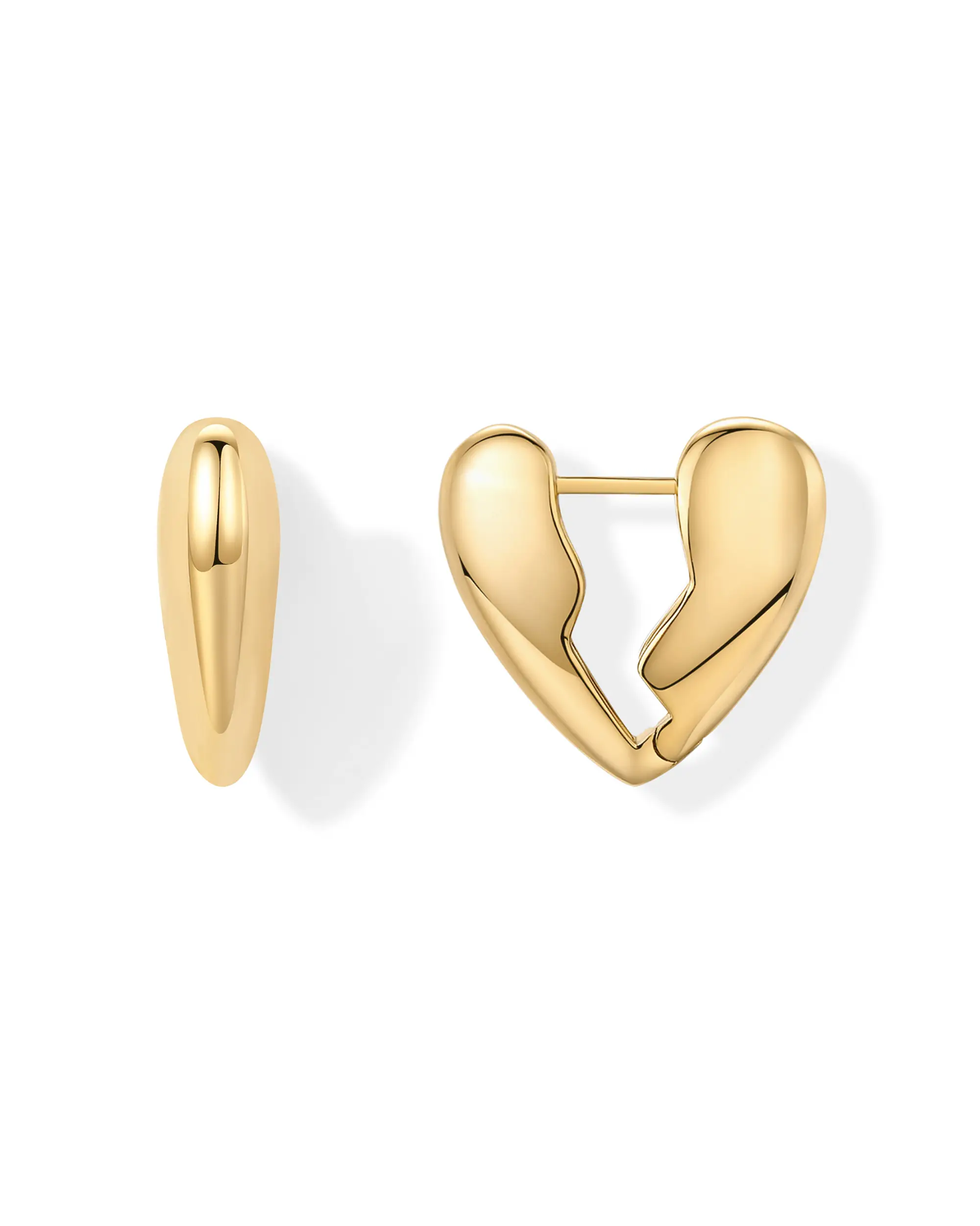 PAVOI 14K Gold Plated Bold Chunky Dupe Heart Hoop Earrings for Women | Gold Earring Pair