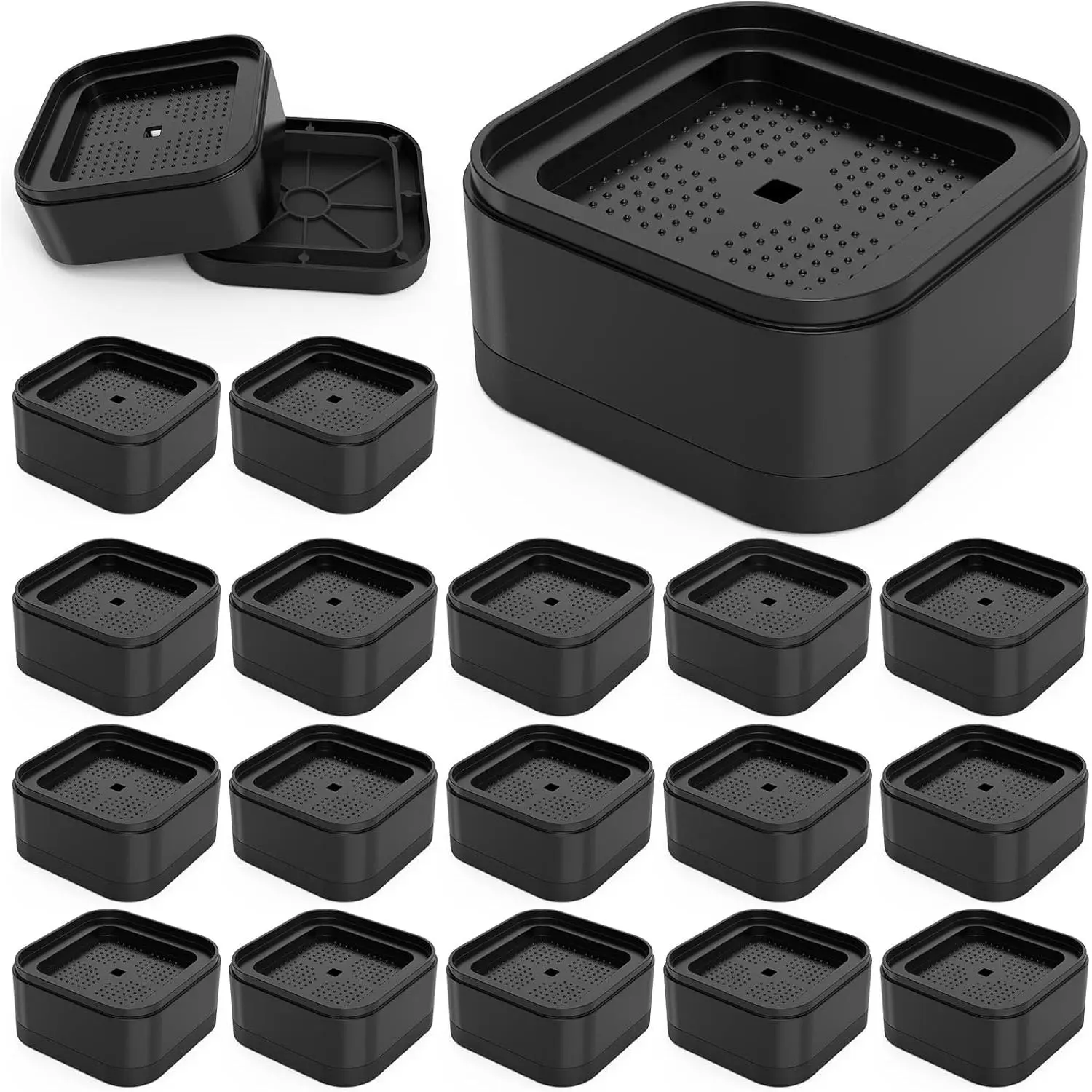 20-Pack Adjustable 1.38" Square Furniture Riser Blocks for Tables, Desks, Couches, Chairs, Sofas, Beds, Cabinets
