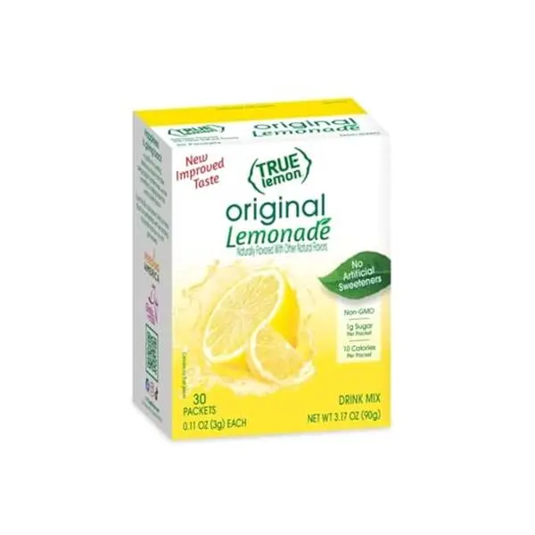 TRUE LEMON Original Lemonade Drink Mix (30 Packets) | Made from Real Lemon | No Preservatives, No Artificial Sweeteners, Gluten Free | Water Flavor Packets & Water Enhancer with Stevia