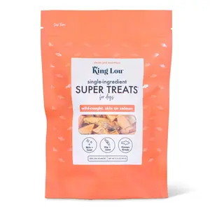 King Lou Wild-Caught Salmon Bites - Single-Ingredient Treats for Dogs and Cats, 100% USA, Human-Grade Freeze Dried Raw, Naturally Rich in Omegas to Support a Healthy Skin & Coat