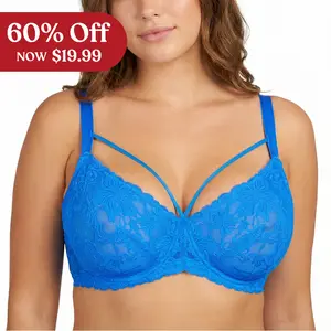 HSIA Pretty In Petals Sexy Lace Comfortable Soft Mesh Wings Non-Padded Comfort Adjustable Straps Unlined Strappy Underwire Women Bra Minimalist Womenswear