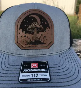 Mushroom In Moonlight Leather Patch Hat