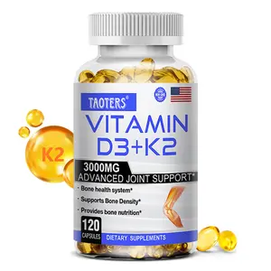 Taoters Vitamin D3+K2 Health Supplement, ​​Supports Bone Health and Joint movement, 120 Capsules