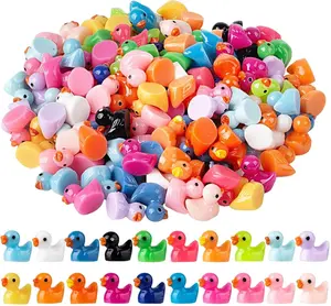 200 Pcs Mini Resin Duck Colorful Miniature Figures Micro Fairy Garden Landscape Aquarium Hide and Seek Dollhouse Cake Decoration Potted Plants DIY Slime Craft Charms for Party Toys Game Gift