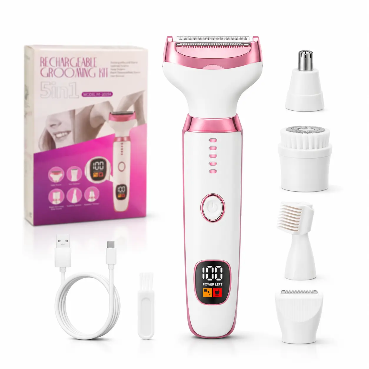 5 in 1 Electric Razor for Women | Perfect Gift for Her | Wet Dry Painless Bikini Trimmer Facial Hair Remover