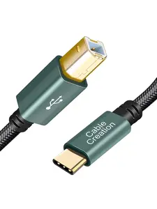 Cablecreation USB B to C 6.6 FT Printer Cable, MIDI Cable, Nylon Braided USB-B to C Cord for Macbook Pro/Air, Type C to Type B for Yamaha Piano, MIDI Keyboard, DJ Controller, DAC, Green CableCreation
