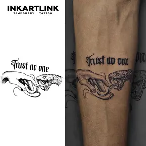 INKARTLINK Tattoo Tech, 2 Sheets Semi-Permanent Temporary Tattoos ,Trust No One 1,Adult Art Design,Lasts 1-2 Weeks, Waterproof, Realistic Look, No Adhesive, No Reflection,For Man And Woman,Ideal for Swimming, Party