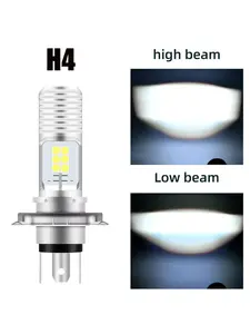 Heyword 1pc 3600LM 9-36V H4/BA20D/P15D LED Motorcycle Headlight Bulbs, Super Bright 3030 Chips Bulb Halogen Lamp Replacement, Waterproof High/Low Beam LED Headlight Bulb for Most Motorcycles ATVs (White)