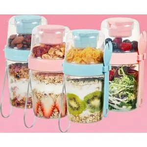 27oz Reusable Parfait Cups with Lids and Spoons, 4 Pack Overnight Oats Containers, Leak-Proof Topping Compartment for Breakfast, Portable Yogurt and Cereal Storage, Dishwasher Safe BPA-Free