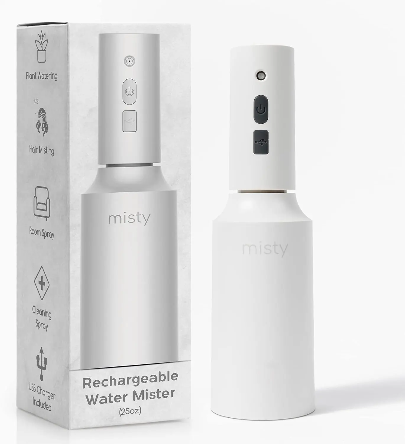mist-e | Automatic Electric Spray Bottle Mister - Continuous Rechargeable Battery Sprayer for Misting Plants, Household Cleaning, Hairstyling (25 oz)