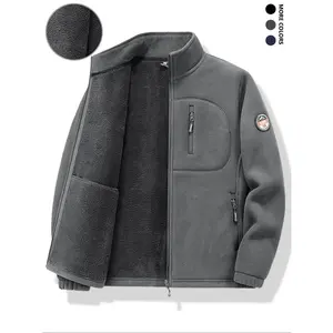 Men's Fleece Jacket, Fitted Warm Insulated Polar Fleece Coat, Casual Soft Comfortable Multiple Zipper Pockets, Fall & Winter Outerwear