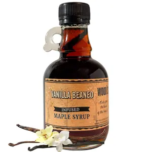 Wood’s Vanilla Bean Maple Syrup – Infused Vermont Maple Syrup with Real Vanilla Bean Pod | Smooth, Rich, All-Natural & Vegan Sweetener | Perfect for Breakfast, Baking, Seafood, Popcorn & More | 8.45 Fl Oz (250mL) Flavor Honey
