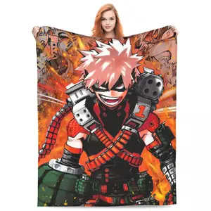 My Hero Academia Blanket Cover Velvet Bakugou Metal Poster Soft Throw Blanket for Home Couch Bed Rug