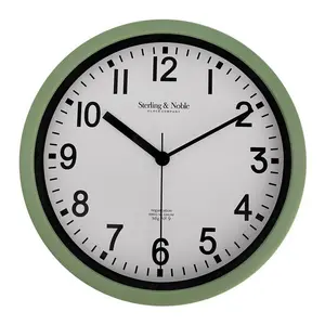 Basic Indoor 8.78" Sage Analog Round Modern Wall Clock Decor Glass