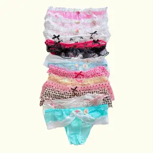 MILANBLOCKS Coquette Style Lace Bow Panties Floral & Polka Dot Spandex Stretchy Soft Lingerie for Women XS/S Sizes Elegant Comfortable Mesh Underwear