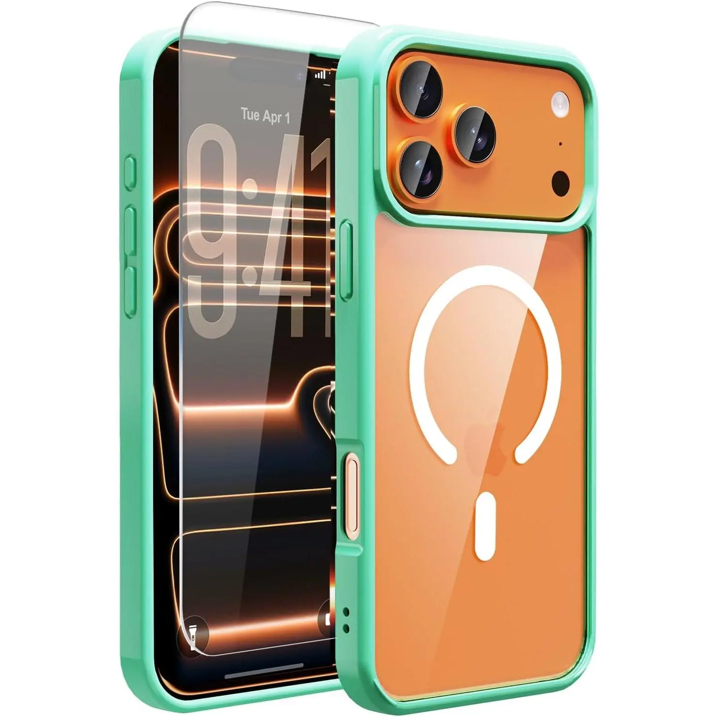 Magnetic iPhone 17 pro max Case Phone Case Cover, Screen Protectors X1, Compatible with Magsafe, Anti Yellowing,Slim,Shockproof, Protective (Mint Green, iPhone 17 pro max)