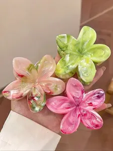 Colorblock Flower Design Hair Claws, Fashionable Hair Accessories for Women & Girls, Cute Lovely Hairwear for Daily Used, Goddess Hair Clip
