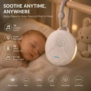 Portable Sound Machine for Baby - White Noise Machine with Night Light for Nursery | 16 Soothing Sounds | Shush | Travel | Registry Gift | Sleep Soother | Baby Shower